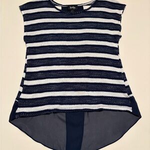 Navy & White Striped Blouse with Shear back